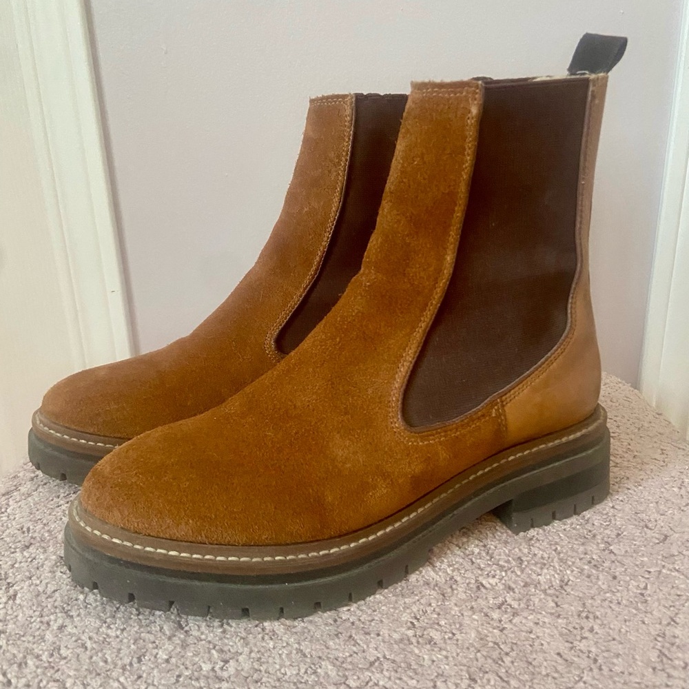 Brown Suede and Leather Chelsea Boots